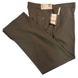 Haggar Mens eCLO Stria Classic Fit Slacks pants Khaki Brown 38x32